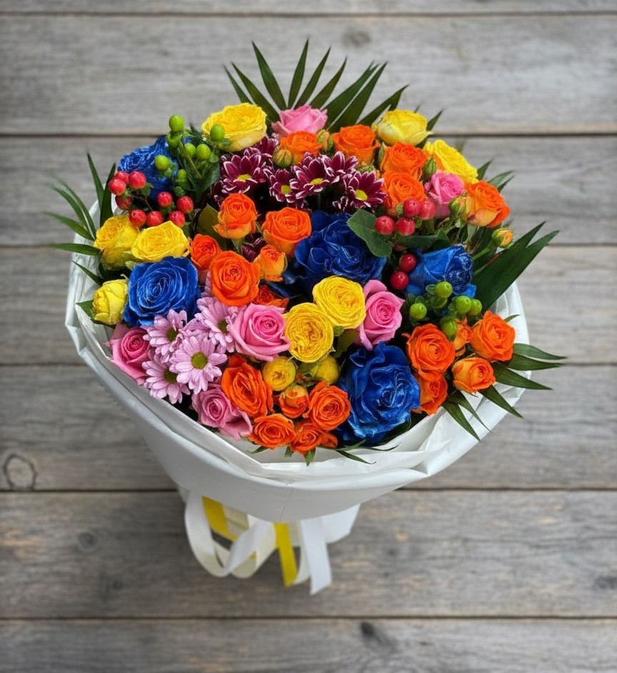 Букет цветов из: Розы и Хризантемы в Ялуторовске