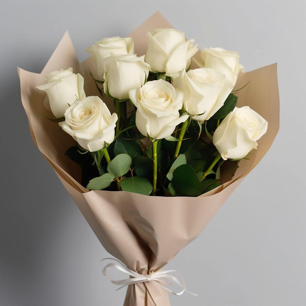 Букет 9 Белых роз Эдлесс Лав в Ялуторовске