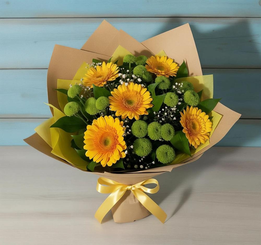 Букет цветов из: Герберы и Хризантемы в Ялуторовске