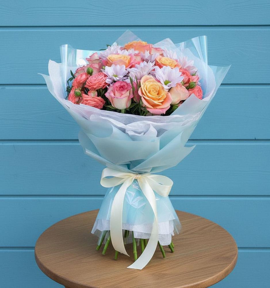 Букет цветов из: Хризантемы и Розы в Ялуторовске