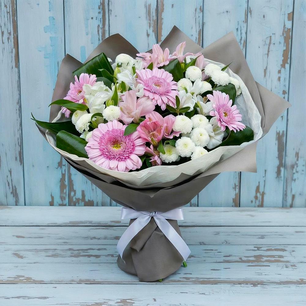 Букет цветов из: Герберы, Альстромерии и Хризантемы в Ялуторовске
